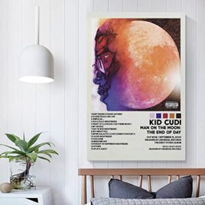 QIAOZ Kid Cudi Poster Man On The Moon Poster Album Cover Poster for Room Aesthetic Canvas Art Wall Art Picture Print Modern Family Bedroom Decor Posters 12x18inch(30x45cm)