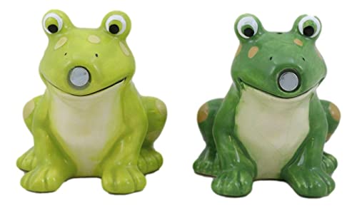 Set Of 1 Green Tree Frogs Toads Kissing Ceramic Salt And Pepper Shakers