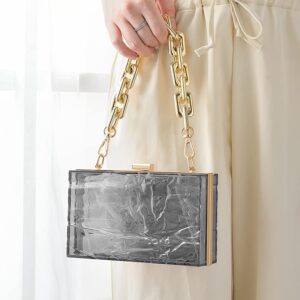 Women Acrylic Clear Purse Evening Clutch Vintage Banquet Shoulder Handbag(Coffee)