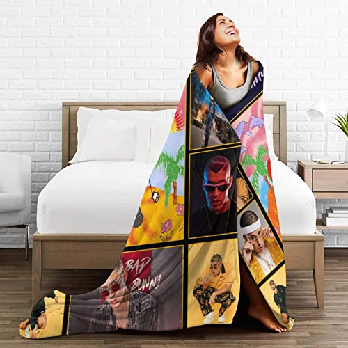 Unisex Throw Blanket Flannel Blankets for Bedding Couch Sofa Living Room Throws All Season 50''x40'', Black