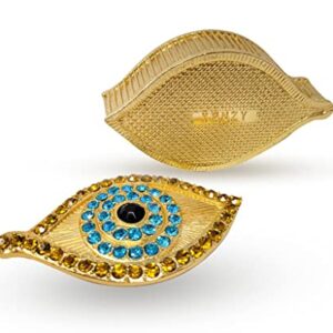 Swarovski Evil Eye Bracelets Box - Evil Eye Decor - Gold Bracelets Evil Eye Trinket Boxes, Gifts Golden Blue-Eye jewelry boxes for women & Girls -Travel Jewelry Organizer (Gold)