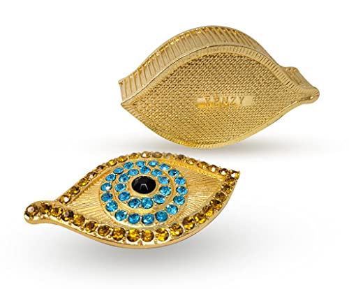 Swarovski Evil Eye Bracelets Box - Evil Eye Decor - Gold Bracelets Evil Eye Trinket Boxes, Gifts Golden Blue-Eye jewelry boxes for women & Girls -Travel Jewelry Organizer (Gold)