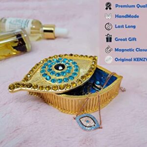 Swarovski Evil Eye Bracelets Box - Evil Eye Decor - Gold Bracelets Evil Eye Trinket Boxes, Gifts Golden Blue-Eye jewelry boxes for women & Girls -Travel Jewelry Organizer (Gold)