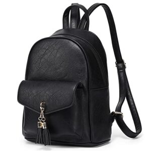 oukupa small fashion backpack purse for women girls,leather mini backpack designer ladies travel shoulder bag teenage girls purses daily bookbag with cute tassel lightweight
