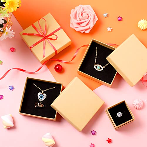 Geyee 20 Pcs Jewelry Box with Cardboard for Women Small Necklace Ring Gift Boxes Square Paper Gift Case 2 Size Kraft Box Holder for Earrings Bracelets Packaging Shipping, 2 Inches, 3.5 Inches