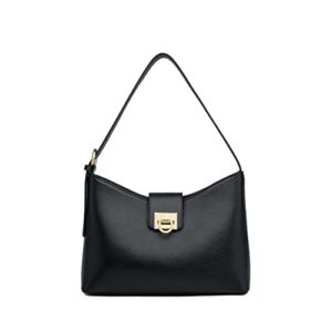zooler original 100% real leather shoulder bags purses rice #yc266 (black)