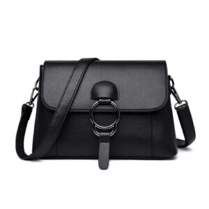 hdhtb women messenger bags leather handbags designer fashion ladies shoulder bag crossbody bags for women (black)