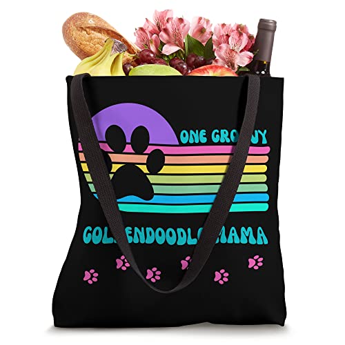 One Groovy Goldendoodle Mama Dog Mom Vintage Retro Pink Tote Bag