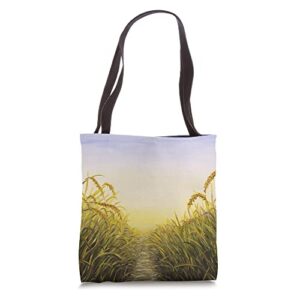 wheat field sun glow tote bag
