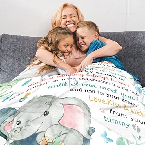 RAMEFLAO Mom to Be Gift Blanket, New Mother Gifts for Mom Only, Gender Reveal Gift Ideas, Pregnancy Gifts for First Time Moms, Best Gift for New Mom Mommy Parents Throw Blanket 60 ” x 50 “