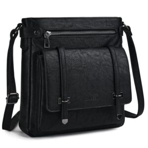 crossbody bags for women leather purses: fashion women’s shoulder handbags medium size travel ladies cross body bag (black)