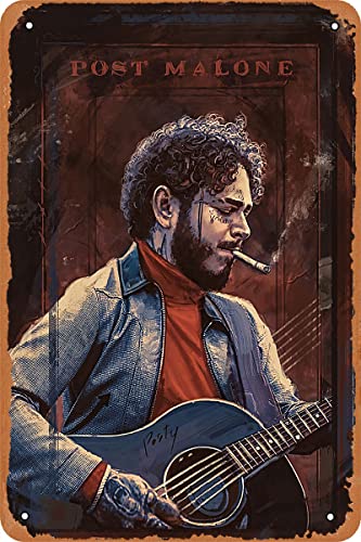 Post Malone Metal Poster Tin Sign Retro Vintage Metal Sign Wall Art Decor Plaque Signs 8x12 Inch