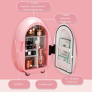 Mini Fridge Skincare Fridge Portable Small Refrigerator Cooler for Skincare Beverage Food Cosmetics Home Bedroom for Christmas,Gold