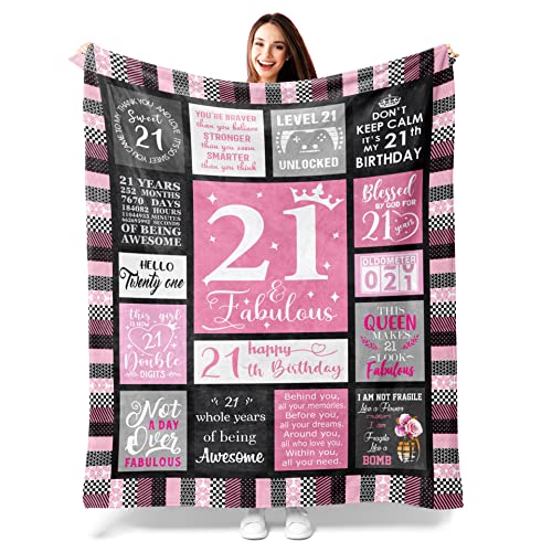 21st Birthday Gifts for her, 21st Birthday Gifts, 21 birthday Gifts for Her, 21st Birthday Gift Ideas, 21 year old Birthday Gifts for Her, 21st birthday decorations for her Throw Blankets 60"X50"