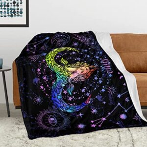 JASUTOT Aries Constellation Blanket Zodiac Sign Throw Blanket Astrology Flannel Throw Blanket Constellation Gifts Blanket for Women Men 50"X40"