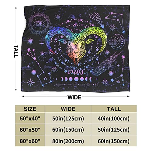 JASUTOT Aries Constellation Blanket Zodiac Sign Throw Blanket Astrology Flannel Throw Blanket Constellation Gifts Blanket for Women Men 50"X40"