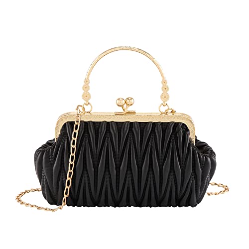 Ayliss Evening Bag Clutch Purses for Women Elegant Bridal Evening Shoulder Handbag Formal Wedding Party Prom Purse (Black)