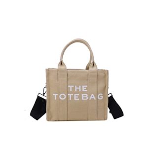 jqalimovv canvas tote bag for women – mini travel tote bag purse with zipper fashion shoulder crossbody bag handbag (khaki)