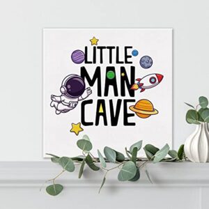 Outer Space Nursery Sign Wall Art Prints Canvas Painting Space Astronaut Little Man Cave Print Home Boys Bedroom Decor 8" x 8"