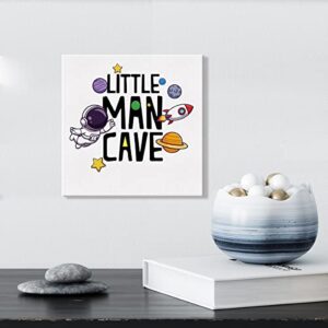 Outer Space Nursery Sign Wall Art Prints Canvas Painting Space Astronaut Little Man Cave Print Home Boys Bedroom Decor 8" x 8"