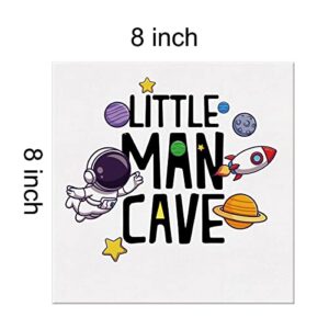 Outer Space Nursery Sign Wall Art Prints Canvas Painting Space Astronaut Little Man Cave Print Home Boys Bedroom Decor 8" x 8"