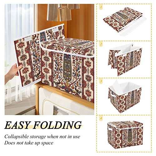 linqin Home Storage Bins Storage Containers for Fabric Tribal Pattern Towel Chests 12x12x16