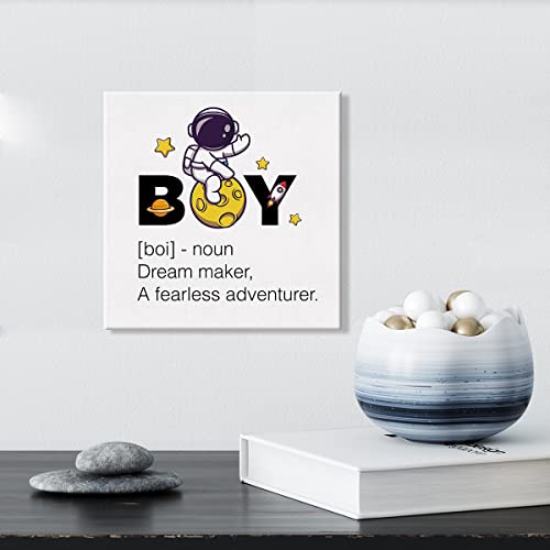 Lameila Inspirational Space Nursery Sign Wall Art Prints Canvas Painting Space Astronaut Boy Definition Print Home Kids Bedroom Playroom Decor 8" x 8"