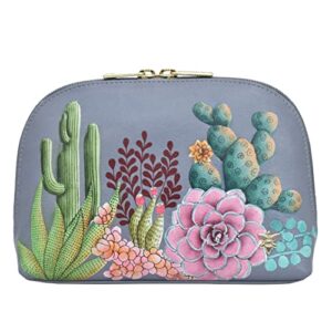 Anuschka Women’s Hand Painted Genuine Leather Large Cosmetic Pouch - Desert Garden
