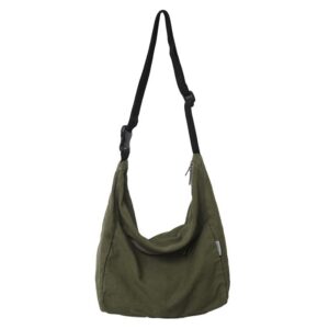 aesthetic boho canvas crossbody bag tote bag, women girls y2k harajuku grunge shoulder bag large retro handbag
