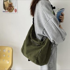 Aesthetic Boho Canvas Crossbody Bag Tote Bag, Women Girls Y2k Harajuku Grunge Shoulder Bag Large Retro Handbag