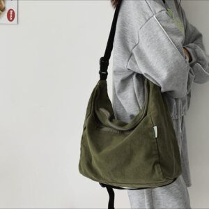 Aesthetic Boho Canvas Crossbody Bag Tote Bag, Women Girls Y2k Harajuku Grunge Shoulder Bag Large Retro Handbag