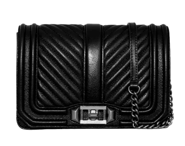 Rebecca Minkoff Chevron Quilted Small Love Crossbody, Black