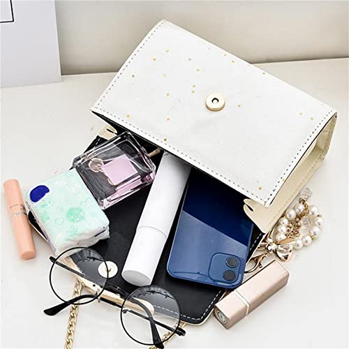 Crossbody Shoulder Square Bags for Women Glittering Stars Purse PU Leather Handbag Satchels Tote Bag with Metal Chain Strap