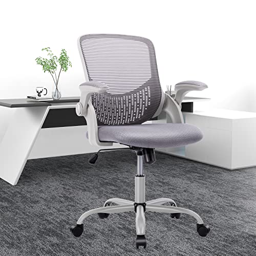 Office Chair, Home Office Chair Desk Chairs with Wheels, Ergonomic Office Chair Height Adjustable Computer Chair Mesh Office Chair Flip Up Arms,Swivel Rolling Chair Lumbar Support, Rock and Lock