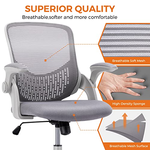 Office Chair, Home Office Chair Desk Chairs with Wheels, Ergonomic Office Chair Height Adjustable Computer Chair Mesh Office Chair Flip Up Arms,Swivel Rolling Chair Lumbar Support, Rock and Lock