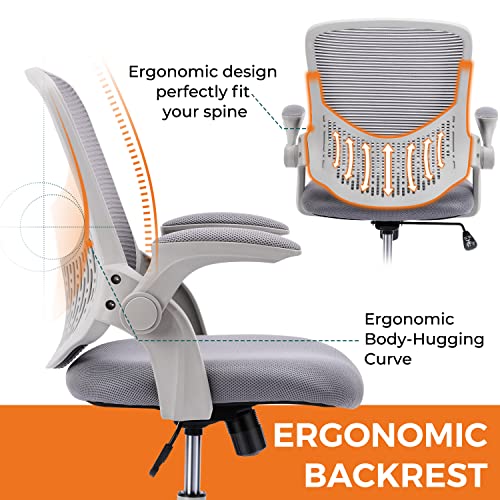 Office Chair, Home Office Chair Desk Chairs with Wheels, Ergonomic Office Chair Height Adjustable Computer Chair Mesh Office Chair Flip Up Arms,Swivel Rolling Chair Lumbar Support, Rock and Lock