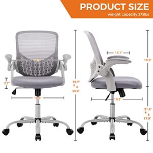 Office Chair, Home Office Chair Desk Chairs with Wheels, Ergonomic Office Chair Height Adjustable Computer Chair Mesh Office Chair Flip Up Arms,Swivel Rolling Chair Lumbar Support, Rock and Lock