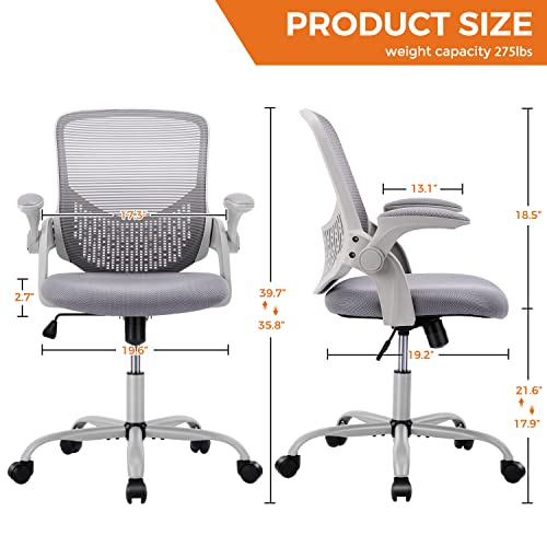 Office Chair, Home Office Chair Desk Chairs with Wheels, Ergonomic Office Chair Height Adjustable Computer Chair Mesh Office Chair Flip Up Arms,Swivel Rolling Chair Lumbar Support, Rock and Lock