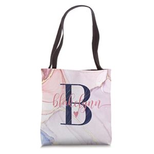 blakelynn letter b initial monogram calligraphy personalized tote bag