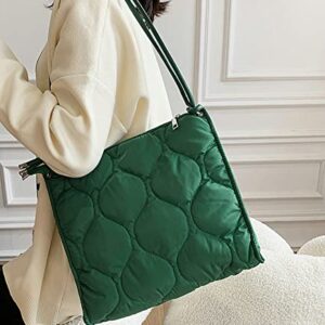 Large Quilted Tote Handbag Down Padding Top-Handle Bag Purse Slouchy Fashion Tote Bag for Women