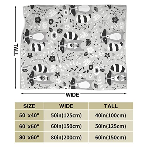 Cute Raccoon Throw Blanket Super Soft Warm Bed Blankets for Couch Bedroom Sofa Office Car, All Season Cozy Flannel Plush Blanket for Girls Boys Adults, 60"X50"