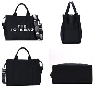 JQWYGB The Tote Bag for Women - Canvas Tote Bag with Zipper Cross Body Bag Purses Handbag for Work Travel School (Black)