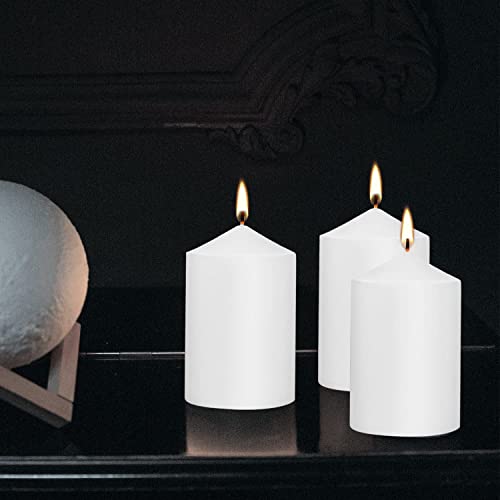 White Pillar Candles - 6 Pack | 3x6” Pillar Candles for Lantern Home Décor, Kitchen Decoration, Fireplace, Wedding Aesthetic, Centerpiece | Non Scented Decorative Pillar Candles