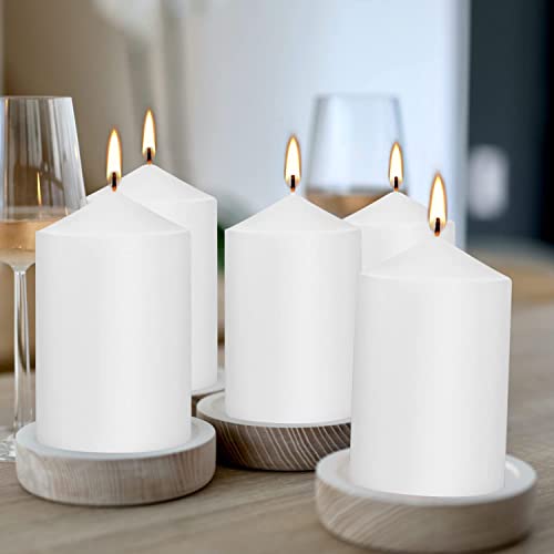 White Pillar Candles - 6 Pack | 3x6” Pillar Candles for Lantern Home Décor, Kitchen Decoration, Fireplace, Wedding Aesthetic, Centerpiece | Non Scented Decorative Pillar Candles