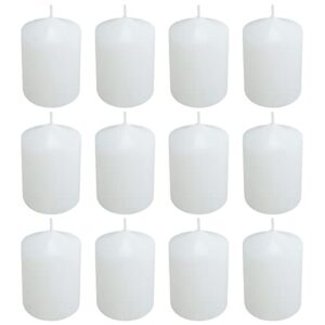 2×3 inch white pillar candles, 12 packs unscented dripless cylinder candles for home, wedding, party, dinner table, 22 hour burn