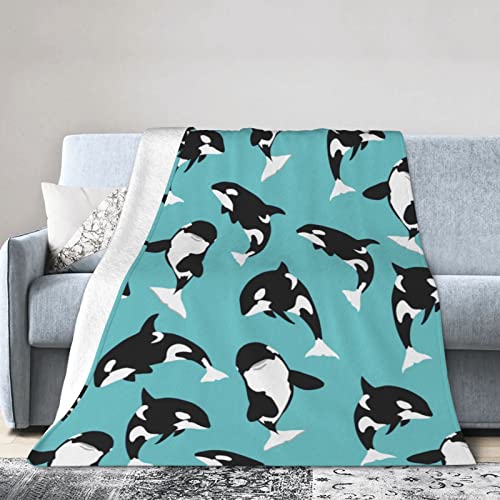 Killer Whale Blanket Super Soft Warm Bedding Bed Throw Blankets Cool for Couch Bedroom Sofa Office Car Decor, All Season Cozy Flannel Plush Blanket Gifts for Girls Boys Adults, 60"X50"