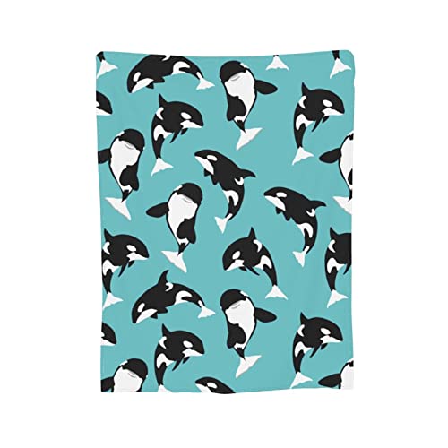 Killer Whale Blanket Super Soft Warm Bedding Bed Throw Blankets Cool for Couch Bedroom Sofa Office Car Decor, All Season Cozy Flannel Plush Blanket Gifts for Girls Boys Adults, 60"X50"