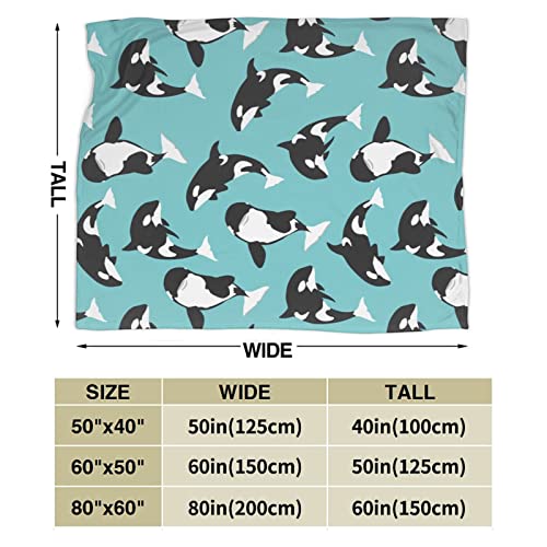 Killer Whale Blanket Super Soft Warm Bedding Bed Throw Blankets Cool for Couch Bedroom Sofa Office Car Decor, All Season Cozy Flannel Plush Blanket Gifts for Girls Boys Adults, 60"X50"