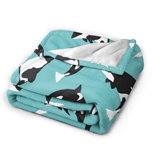 Killer Whale Blanket Super Soft Warm Bedding Bed Throw Blankets Cool for Couch Bedroom Sofa Office Car Decor, All Season Cozy Flannel Plush Blanket Gifts for Girls Boys Adults, 60"X50"