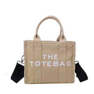 jqalimovv canvas tote bag for women – medium travel tote bag purse with zipper fashion shoulder crossbody bag handbag (khaki)